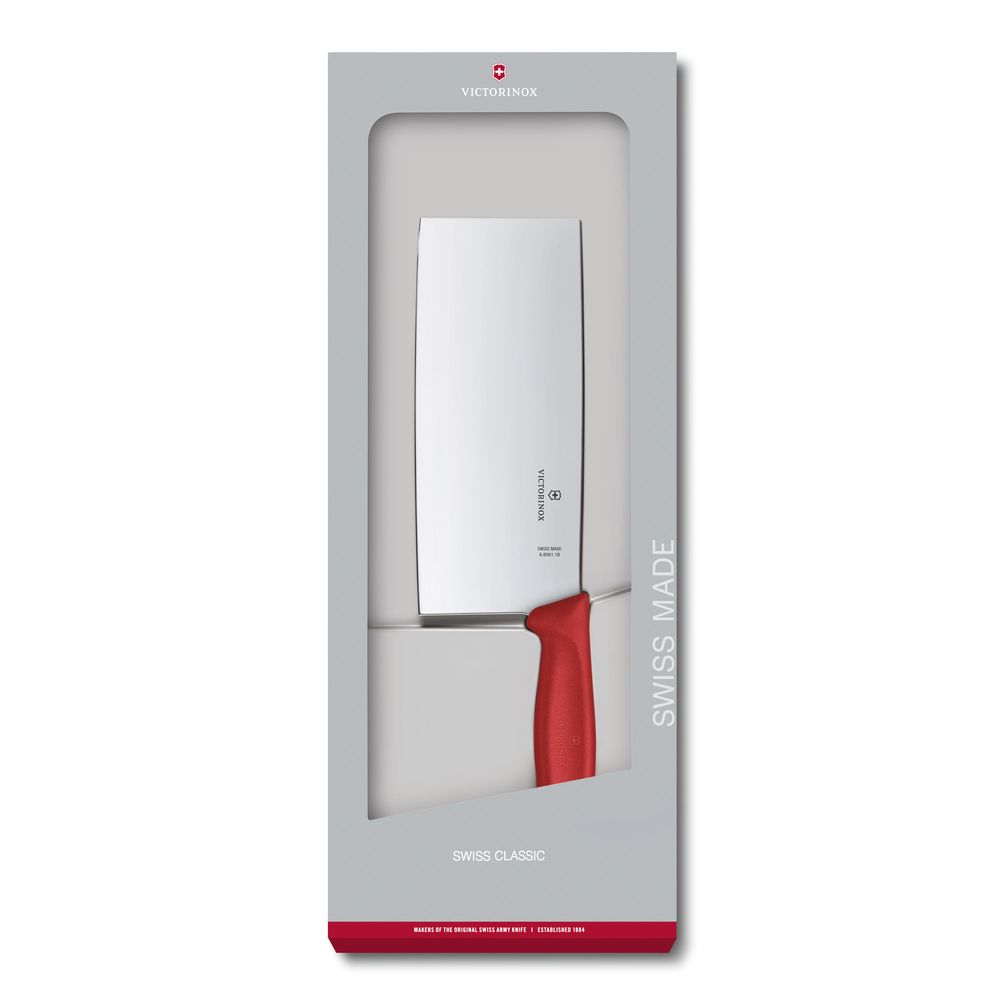 Victorinox Swiss Classic Taschenmesser Chefmesser, chinesische Form, 18cm, rot, Geschenkve