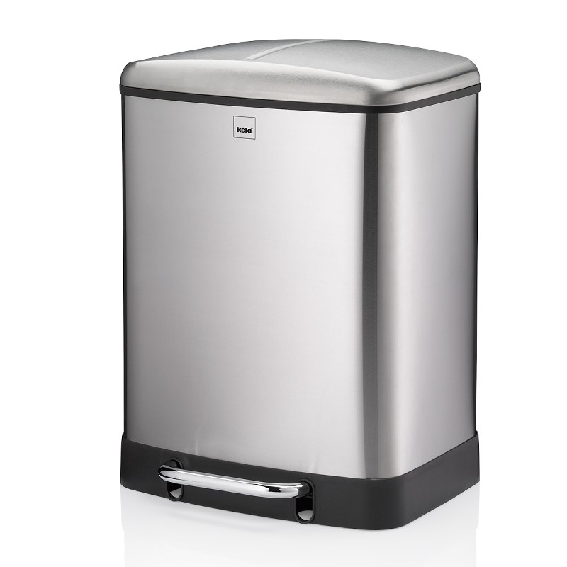 Mülltrenner Davino mit 2 x 12 Liter, aus Edelstahl, Farbe: silber matt, Länge: 37 cm, Breite: 34 cm, Höhe: 50 cm