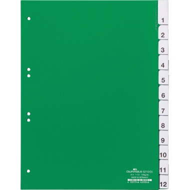 DURABLE Zahlenregister DIN A4 1-12 Hartfolie grün