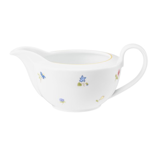 Seltmann Sauciere 0,45 l, rund, Form: Community, Dekor: 57387 Streublume gelbe Linie, hohe Kantenschlagfestigkeit, Made in Germany