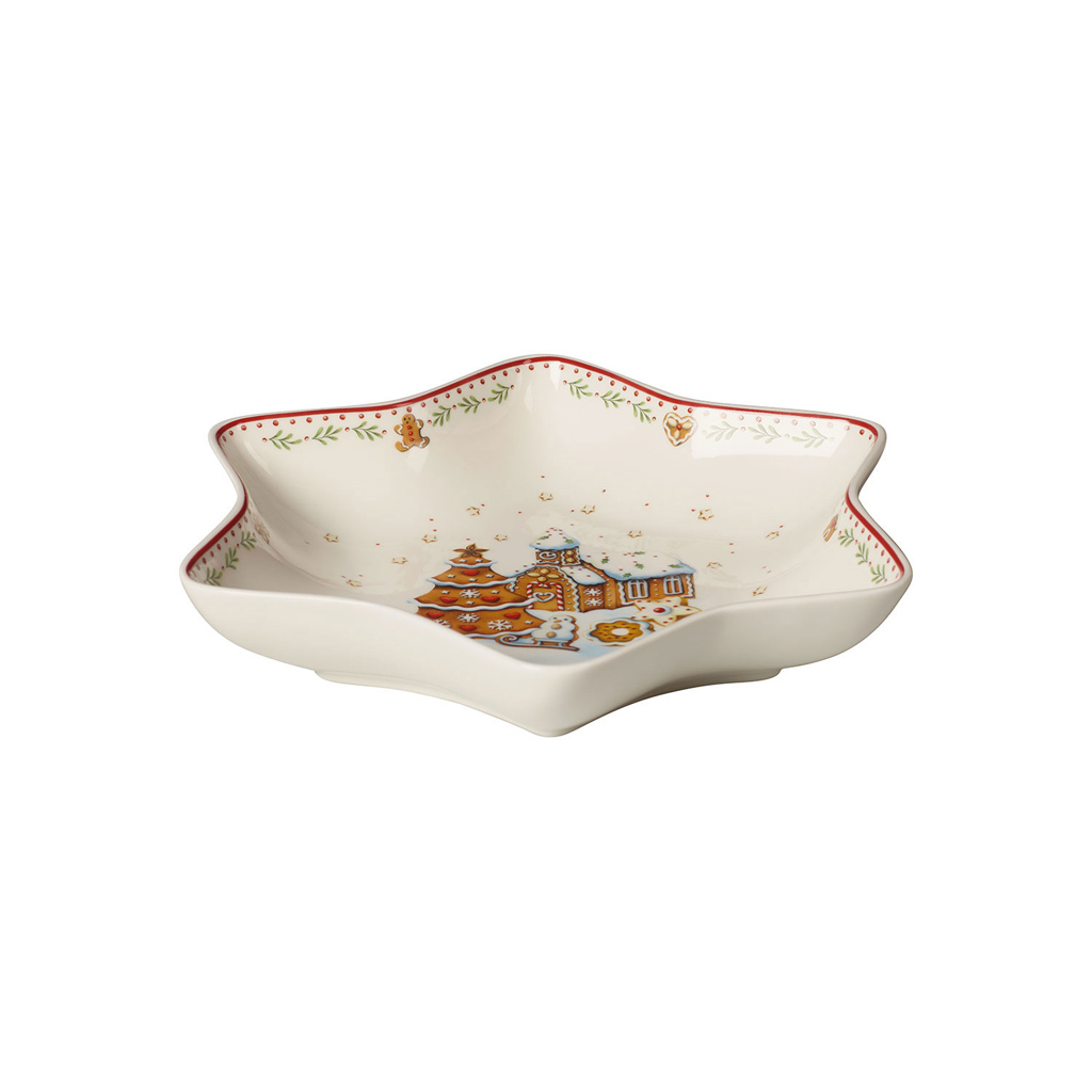 Villeroy und Boch Sternschale mittel, Lebkuchendorf - Maße: 24,5 x 24,5 x 3,8 cm / Ser.: Winter Bakery Delight