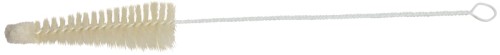 Sektglasbürste weißer plastikummantelter Stahldraht mit Öse, mit Besatz aus gebleichten Naturborsten, mit Wollkopf, speziell geeignet zur