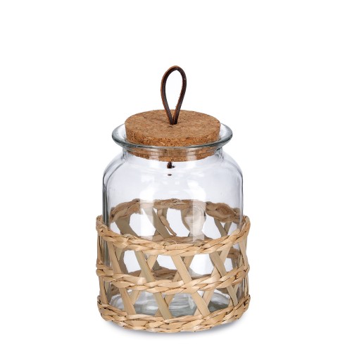 Vorratsglas "Boho" m. Korkdeckel, 1000 ml. Ø: 120 mm. Höhe: 160 mm.