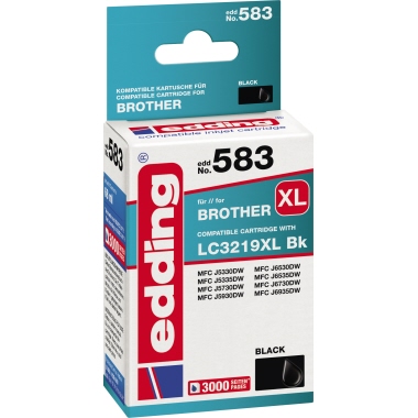 edding Tintenpatrone Brother LC-3219XL-BK EDD-583 ca. 3.000 Seiten kein Originalzubehör schwarz 68ml