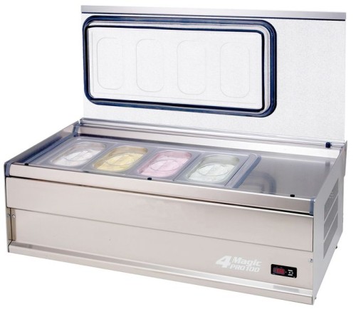 NEUMÄRKER Speiseeisvitrine 4 Magic PRO 100 inkl. 4 Behälter (kein GN) à 2,5 Liter 940x500x360 mm