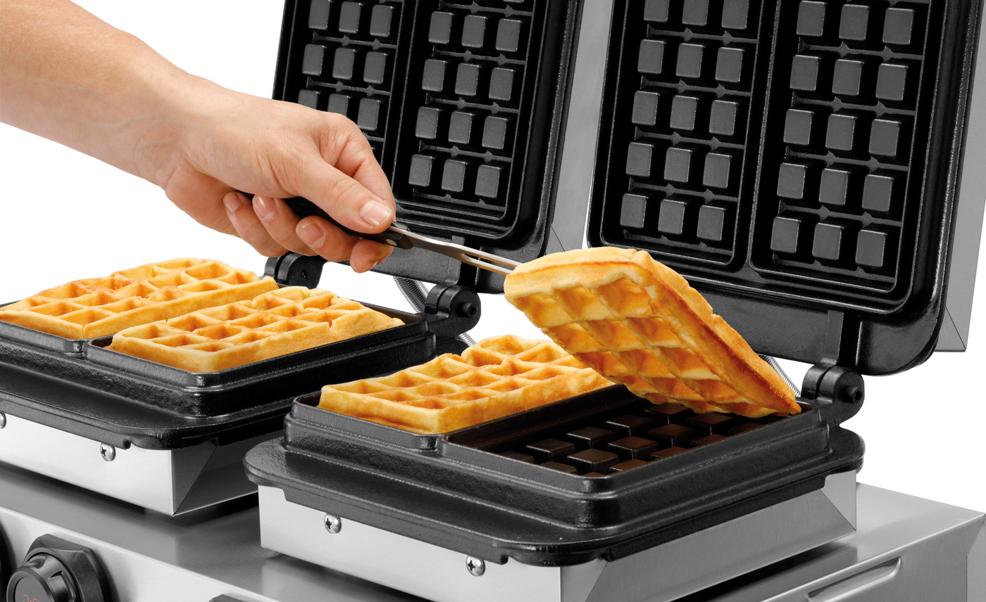 Bartscher Waffeleisen MDI 2BW160-101 |Eigenschaften: Signalton nach Ablauf der Zeit (0- 9:30 Minuten) | Maße: 60 x 46 x 24,5 cm.