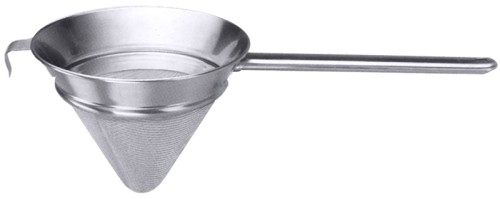 Gazespitzsieb mit Rundstiel, schwere, verstärkte Qualität, aus Edelstahl 18/10, mit gebördeltem Rand und extrafeinem, formbeständigem