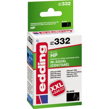 edding Tintenpatrone HP 920XL EDD-332 ca. 1.734 Seiten schwarz 48ml