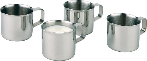 Milchkännchen, 4er Set Ø 3,5 cm, H: 3,5 cm Edelstahl, mit Griff Inhalt: à 25 ml spülmaschinengeeignet
