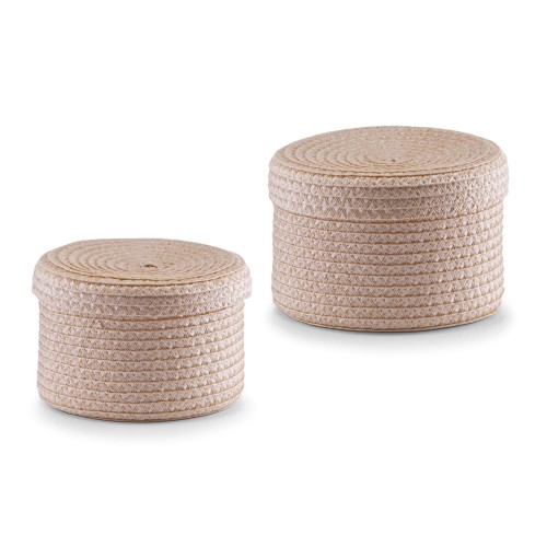 Zeller Korb-Set m. Deckel, 2-tlg., rund, PP, natur