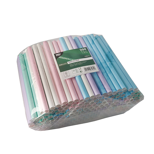 200 Bubble Tea Halme, Papier Ø 12 mm · 20 cm farbig sortiert von PAPSTAR