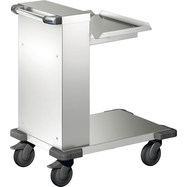 BLANCO Tablettspender a. rostfreiem Edelstahl, 4 Lenkrollen Ø 125 mm, davon 2 m.Feststeller, offene Ausführung, Kapazität: ca. 100 Tabletts,