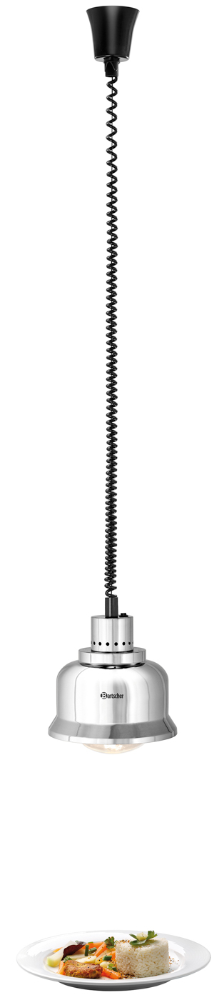 Bartscher Wärmelampe IWL250D CHR | Art derWärmequelle: Infrarotlampe(n) | Maße: 23 x 23 x25,0 cm. Gewicht: 0,95 kg