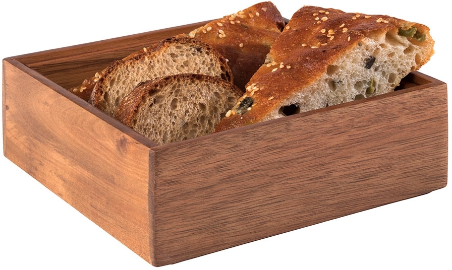 Holzbox -WOODY- 15 x 15 cm, H: 5,5 cm Akazienholz innen: 13 x 13 cm nicht spülmaschinengeeignet stapelbar Farbe: Braun