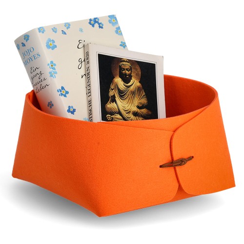 Aufbewahrungskorb, Filz, orange / Maße: 19x19x11,5, faltbar cm