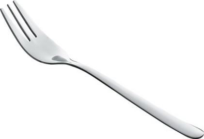 Kuchengabel TINA, aus Edelstahl 18/0, poliert, Länge: 15 cm. Materialstärke 1,5 mm.