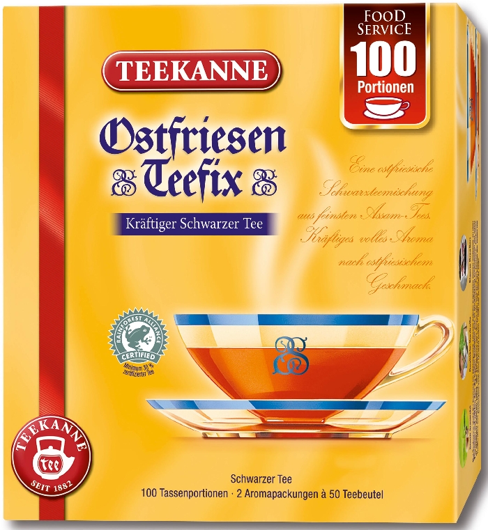 Teekanne Ostfriesen Teefix - kräftig, schwarz Glasportionen ohne Einzelumhüllung Inhalt: 100 Beutel