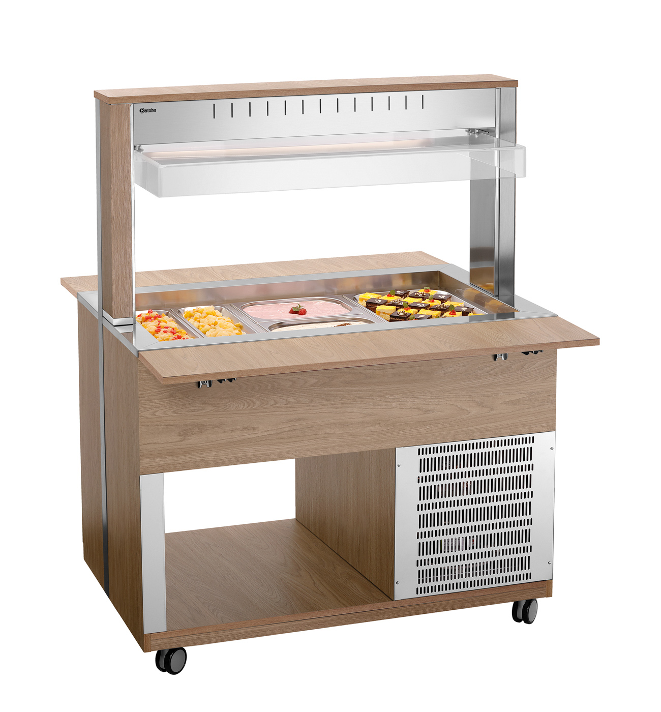 Bartscher Buffetwagen K3110-200U | Spannung: 230V | Maße: 117 x 124,5 x 151,0 cm. Gewicht: 137 kg