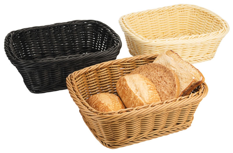 Korb, rechteckig Rattan-Imitation, Geflecht ganz aus Polypropylen, natur, spülmaschinengeeignet, schwere Qualität, Länge