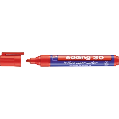 edding Pigmentmarker 30 brilliant paper marker 1,5-3mm rot Rundspitze nachfüllbar, Strichstärke: 1,5-3 mm, Rundspitze,