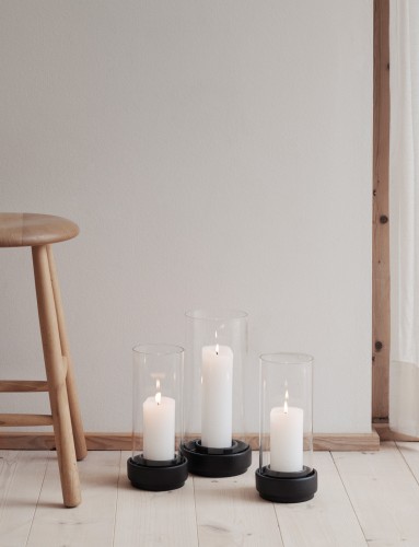 Stelton Windlicht H 28.5 cm schwarz, Maße: 140 x 140 x 285 mm