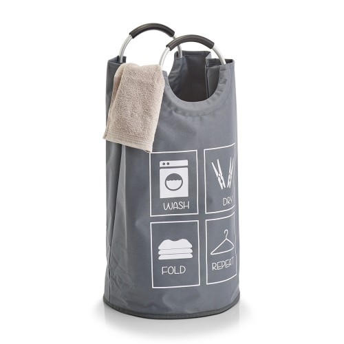 Wäschesammler, 100% Polyester; Aluminium Ring, Ø36x72 cm. Farbe: grau. Unser Wäschesammler aus strapazierfähigem Polyester punktet nicht nur