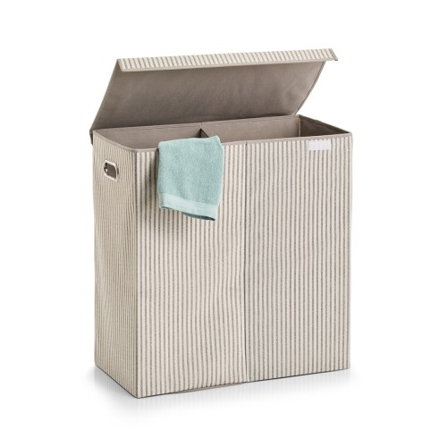 Wäschesammler, 100% Polypropylen (Vlies), 61,5x31x63 cm. Farbe: beige. Unser Wäschesammler mit seinen beiden Kammern ist ideal für Ihr