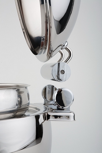 Suppen-Kugel -GLOBE- Ø 48 cm, H: 32 cm, 10 Liter Edelstahl hochglanzpoliert mit hydraulischer Deckelbremse zur geräuscharmen