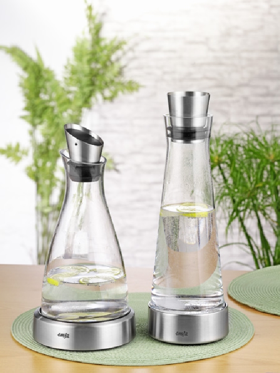 EMSA Kühlkaraffe SLIM FLOW, Inhalt: 1,0 Liter, Höhe: 38,2 cm aus Glas, spülmaschinengeeignet.