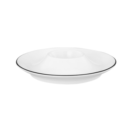Seltmann Eierbecher mit Ablage, rund, Form: Lido, Dekor: 10826 Black Line, hohe Kantenschlagfestigkeit, Made in Germany