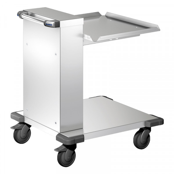 BLANCO Korbspender aus rostfreiem Edelstahl, 4 Lenkrollen Ø 125 mm, davon 2 mit Feststeller, unbeheizt, offene Ausführung, Korbmaße: 650 x 530