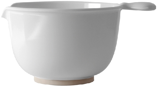 Rührschüssel weiß, Inhalt: 2,5 Liter, mit handlichem Knaufgriff, rutschfest durch Gummiring am Boden