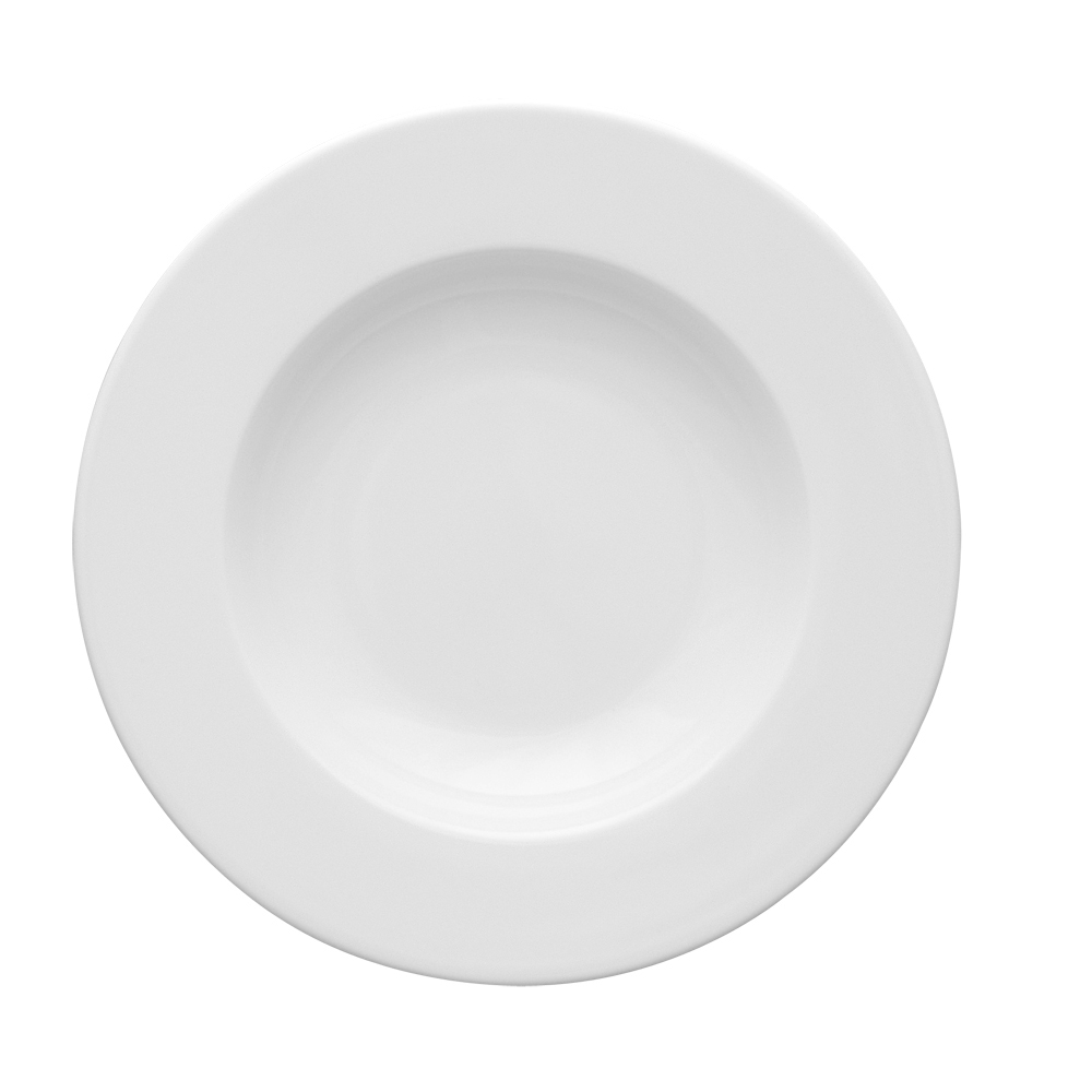 MERIDIAN Tiefer Teller, 22,5cm, aus weißem Porzellan, von caterado. Made in Europe.