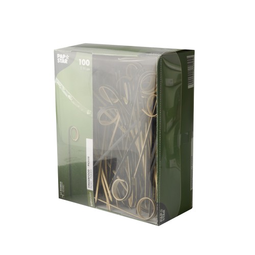 100 Fingerfood - Picker 11 cm schwarz "Twister" von PAPSTAR