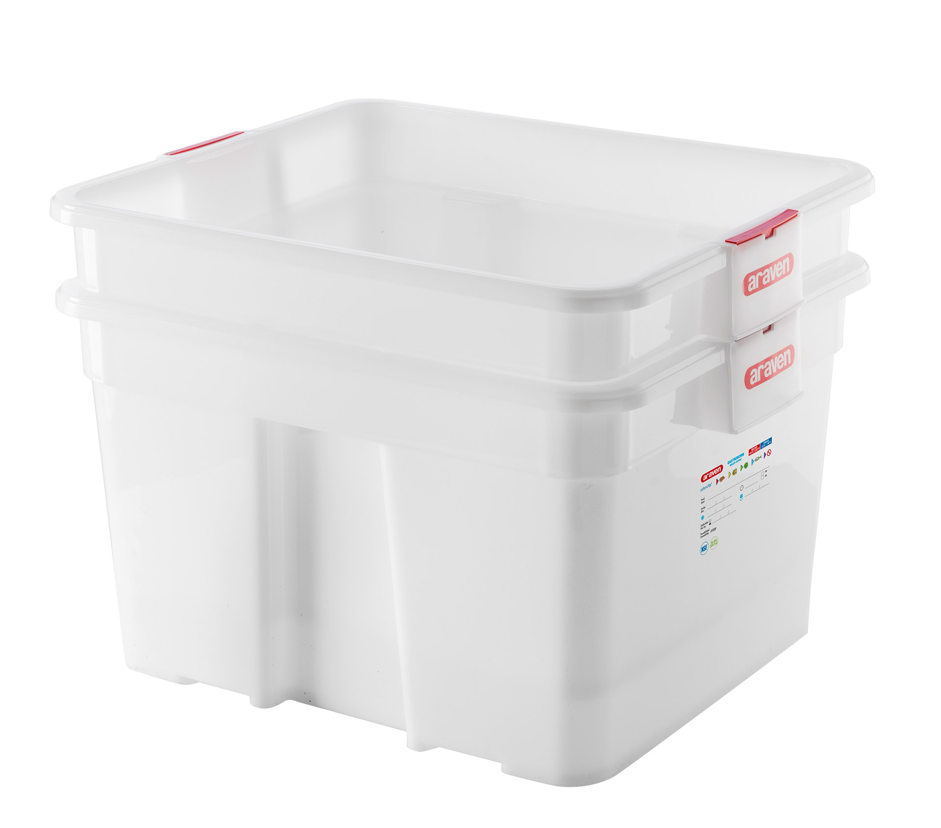 ARAVEN GN 2/1 Lebensmittelbehälter aus HDPE Kunststoff, 380mm Höhe und 90 Liter Fassungsvermögen