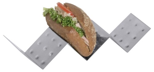 Snackablage aus Edelstahl, matt, zum Ablegen von Tüten, Brötchen und der Präsentation von Snacks Länge: 33 cm, Breite: 8 cm, Höhe: 5,5