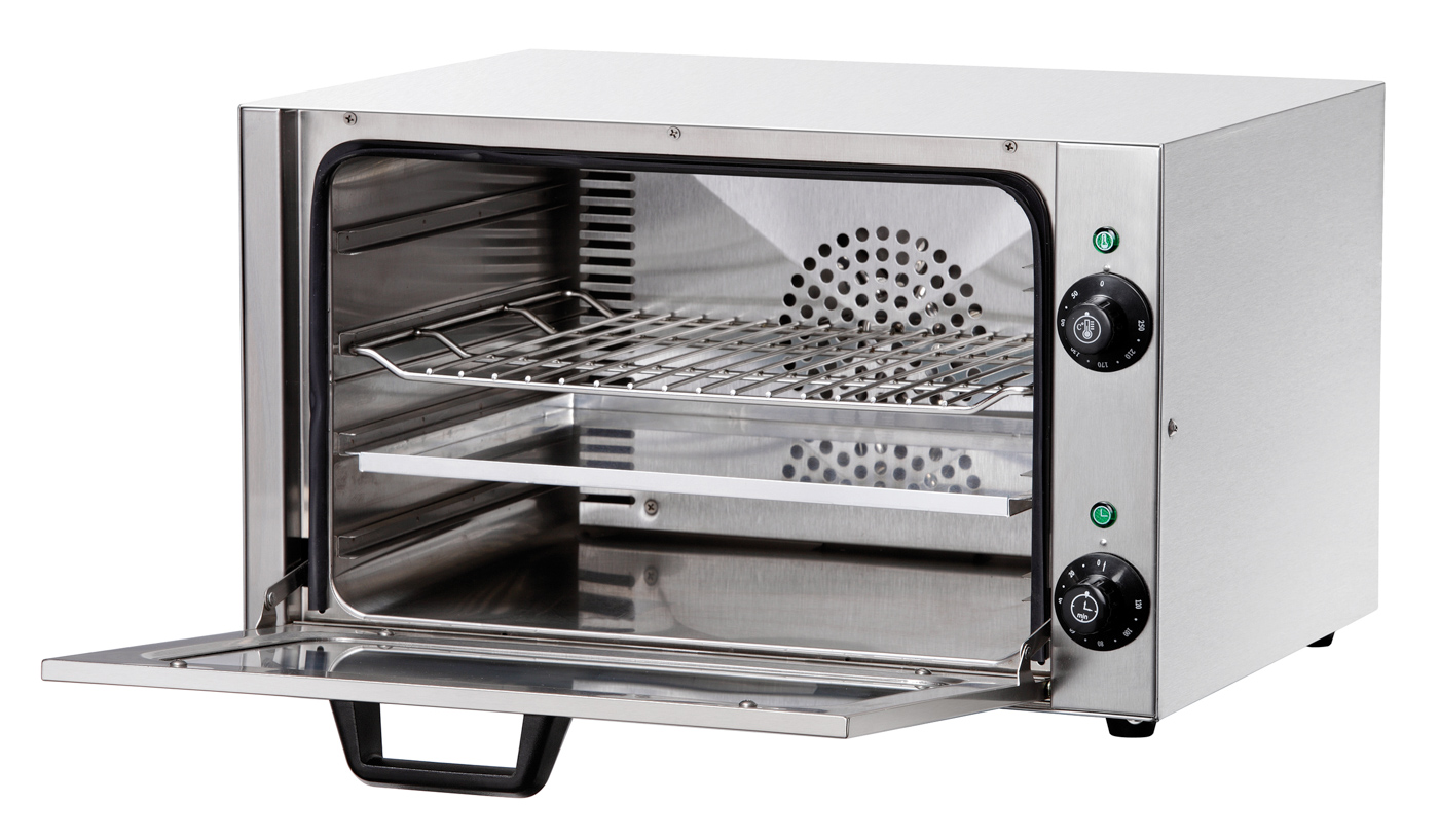 Bartscher Mehrzweck-Heißluftofen |Temperaturregelung: Thermostatisch ,Stufenlos ,5Stufen | Maße: 53 x 49,5 x 32,0 cm. Gewicht: