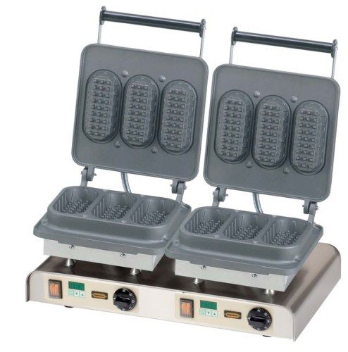NEUMÄRKER Waffeleisen Baguettewaffel II mit Digitaltimer, Aluminiumbackplatten beschichtet 610x340x250 mm
