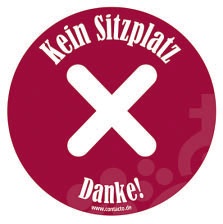Aufkleber "Kein Sitzplatz" Durchmesser 10 cm