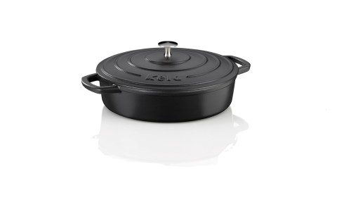 Kela Bräter Calido aus Gusseisen, schwarz, Höhe ca. 70mm, Ø 280mm , Inhalt: 3,2 L