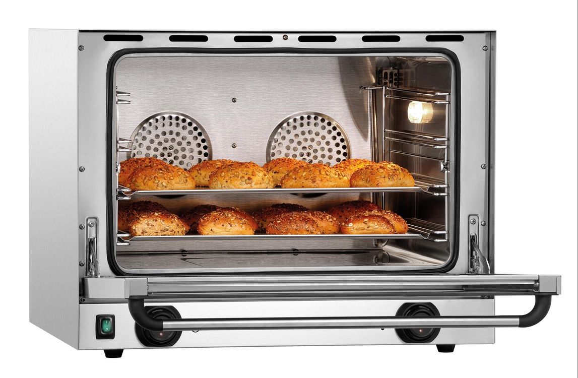 Bartscher Heißluftofen AT211-MDI |Lüftergeschwindigkeit: 1 Stufe | Maße: 70 x 62,5x 54,0 cm. Gewicht: 42,2 kg