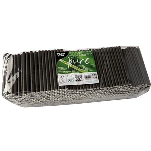 500 Cocktail Trinkhalme, Papier Ø 7 mm · 10 cm schwarz von PAPSTAR