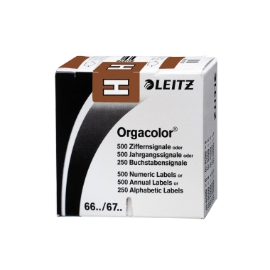 Leitz Buchstabensignal Orgacolor® Orgacolor Registratursysteme H selbstklebend Kunstdruckpapier braun
