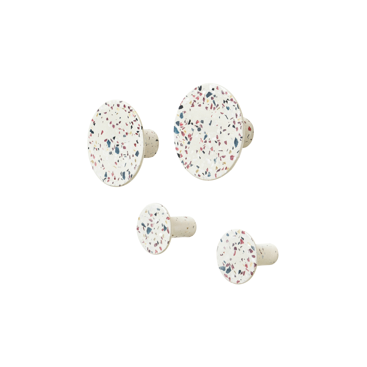 Set 4 Wandhaken -PONTO- Terrazzo Grey, Ø 8,5 cm, Ø 5 cm. Material: Beton. Von Blomus.