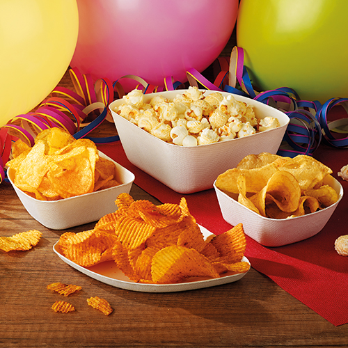 PAPSTAR 24 Schalen, Zuckerrohr "pure" 5,5 cm x 12,8 cm x 12,8 cm weiss "Belle Vie, Ligne Carrée"