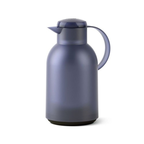Emsa SAMBA Isolierkanne 1,5 Liter blau-grau aus Kunstoff mit Glaskolben - Quick Press Verschluss - made in Germany