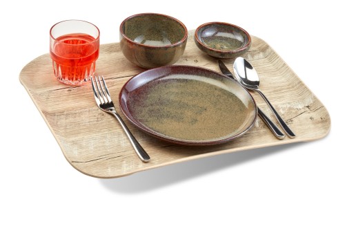 Versa Century Rutschfestes Polyester-Holzoptik Tablett 33 x 43 cm Eiche hell von Cambro