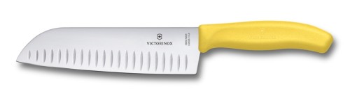 Victorinox SwissClassic, Santokumesser, Kullenschliff, 17 cm, gelb, Blister