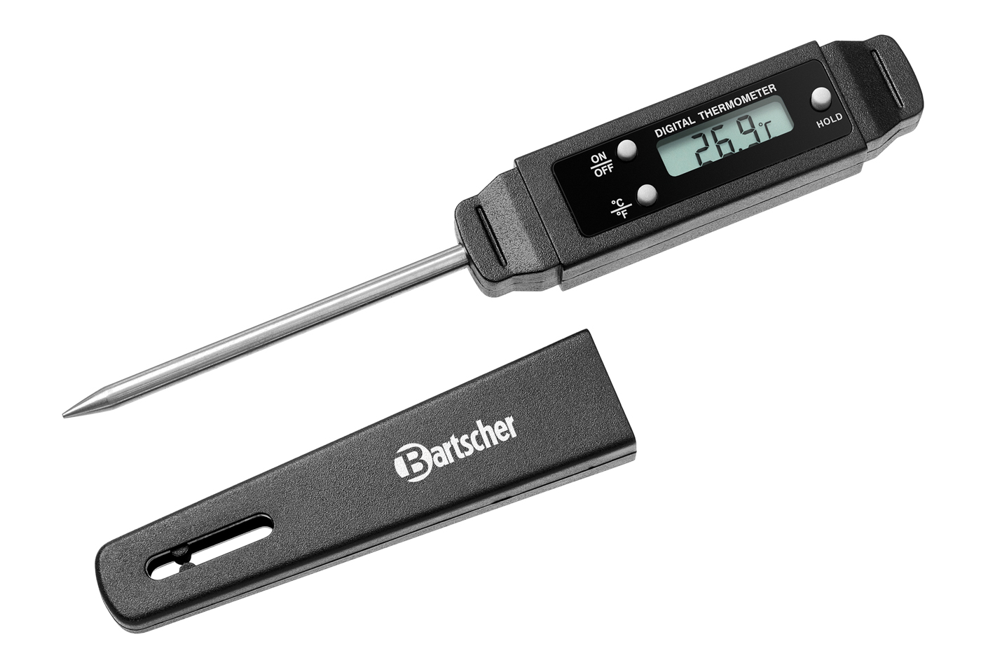 Bartscher Thermometer D1500 KTP | DurchmesserTemperaturfühler: 4 mm | Maße: 15,1 x 1,5 x 20cm. Gewicht: 0,025 kg
