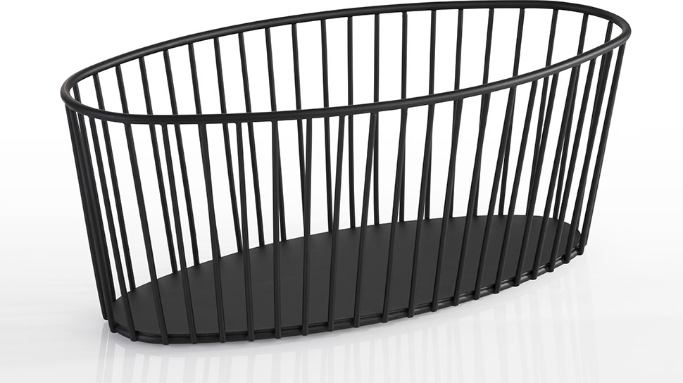 Korb -URBAN- 30 x 14 cm, H: 12 cm, oval Metall, schwarz spülmaschinengeeignet stapelbar Farbe: Schwarz